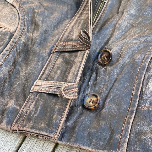 Vintage Danier Brown Distressed Leather Jacket Size S - Picture 13 of 16